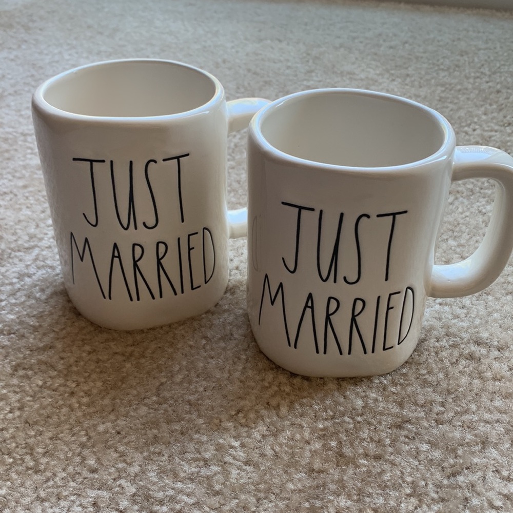 JUST MARRIED Rae Dunn coffee mugs (set of 2)